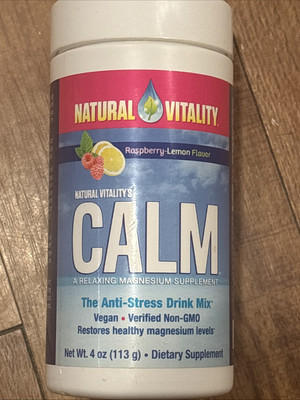 Natural Vitality CALM Magnesium Powder Drink Mix for Mood Support Raspberry 4 oZ