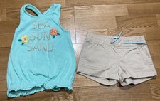 Girl's Gymboree  Old Navy Outfit Size 5 - "Sea Sun Sand" Top w/Khaki Shorts EUC