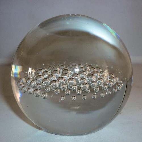PRETTY UNUSUAL VINTAGE RETRO ART GLASS CLEAR BUBBLE PAPERWEIGHT - Picture 2 of 9