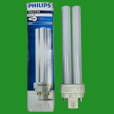 1x 18W Philips Dimmbar G24q-2, 4 Pin Low Energy CFL PL-C Glühbirne 3000K 830