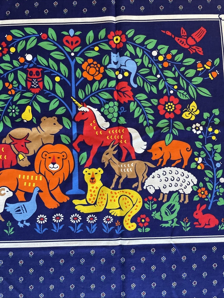 Quilt Fabric Panel Animals Under Tree Unicorn Sheep Pig Owl ++ 45”x35” Cranston - Image 4 of 4