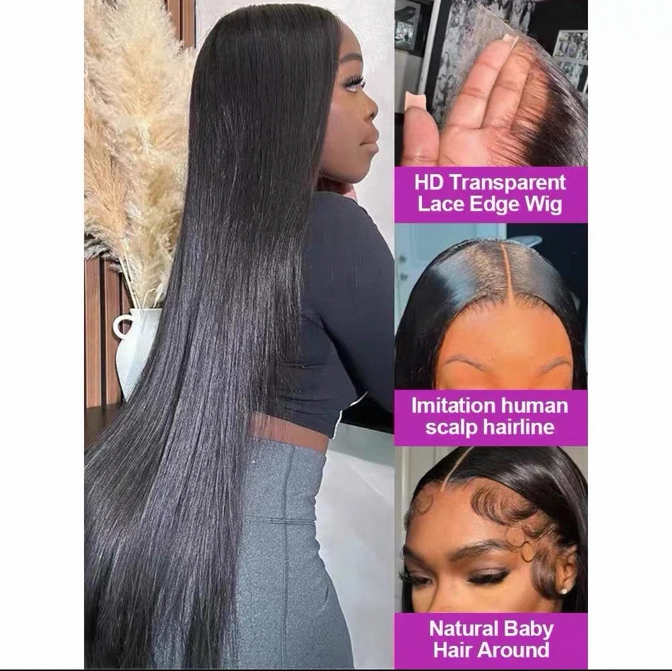 200% High Density Straight Human Hair Wig – HD Transparent Lace - Image 4 of 4