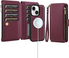 Antsturdy Compatible with Magsafe Magnetic 2 in 1 Detachable iPhone 15 Wallet Ca