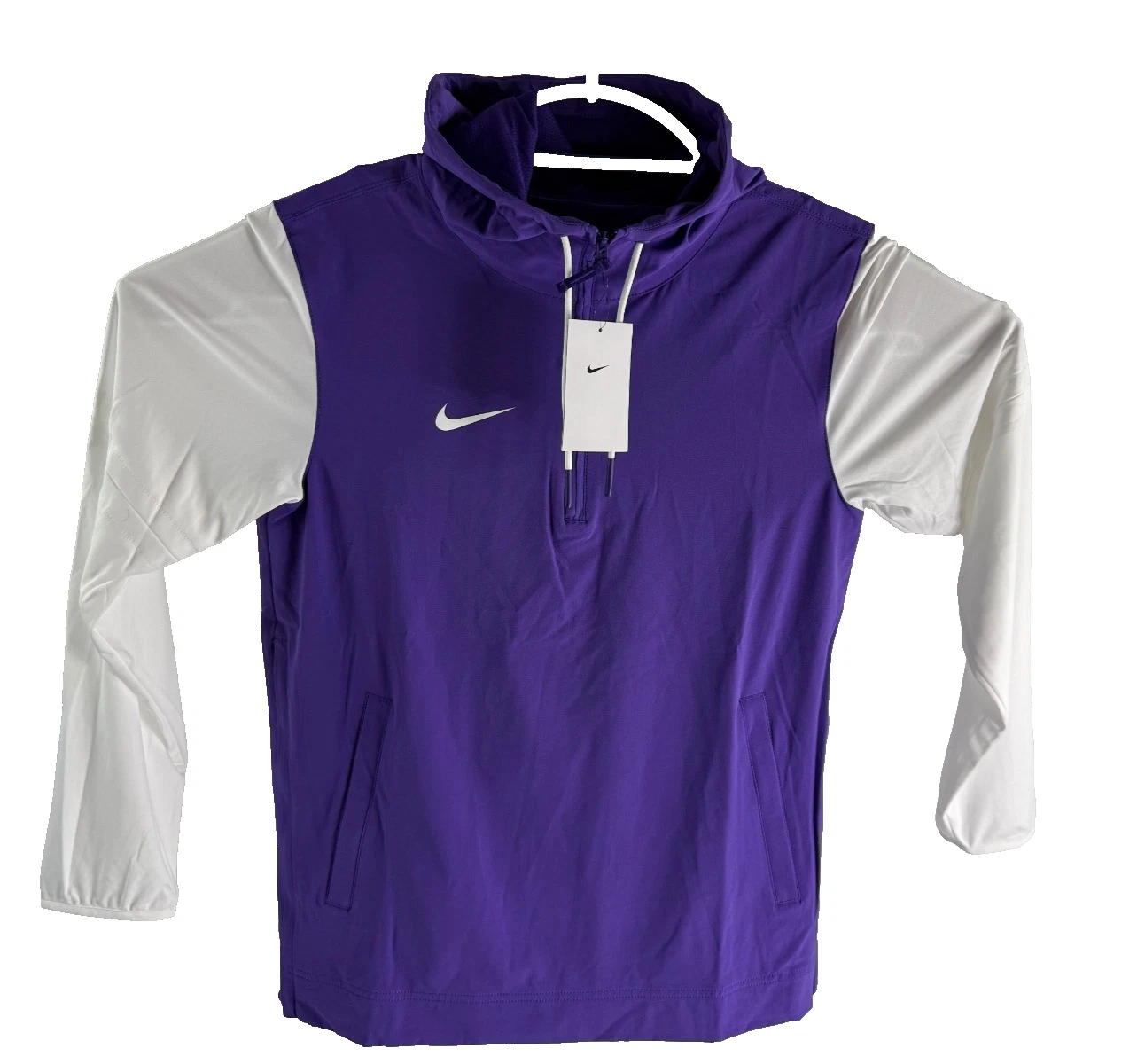 Nike Pregame Player Hooded Coaches 14 Zip Jacket Purple Men`s Size S FJ9536-545
