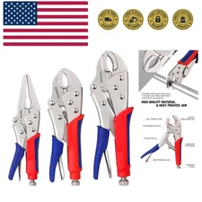 3-piece Jaw Locking Pliers 10 Inch Curved Jaw, 7 Inch Curved Jaw, 6-1/2 Inch ...