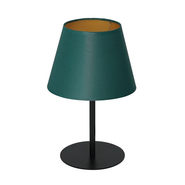 Tischleuchte Schlafzimmer Stoff E27 33 Cm Petrol Gold Konisch Nachttisch Lampe-image