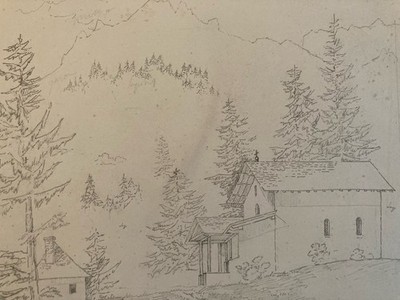 Drawing 1850 XIX Century Chatreuse Casalibus Antique Old Art Classic Original