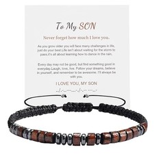 Son Bracelet From Mom Dad - Mens Gift for Teen Son Bracelet with Message Card