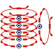 6 Pcs Red Evil Eye Bracelets Evil Eye 7 Knot Lucky Bracelets Adjustable Red Stri