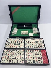 Vintage Mahjong Set w Case , Bamboo Back Tiles 152 By Sanwa Japan
