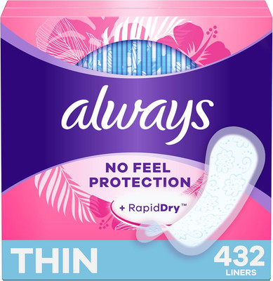 Daily Fresh Thin Liners, Regular Absorbency, Unscented Panty Liners, 432 Count (