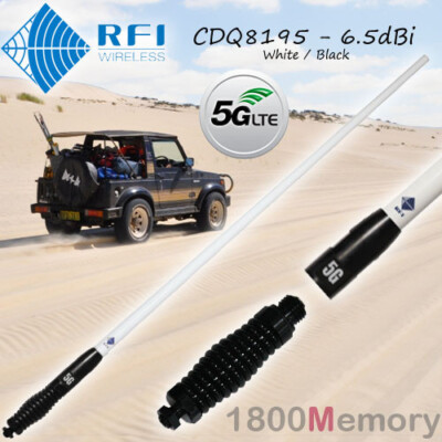 RFI CDQ8195 Multi-Band 6.5dBi Antenna White Q-Fit Removable Whip 3G 4G 5G LTE