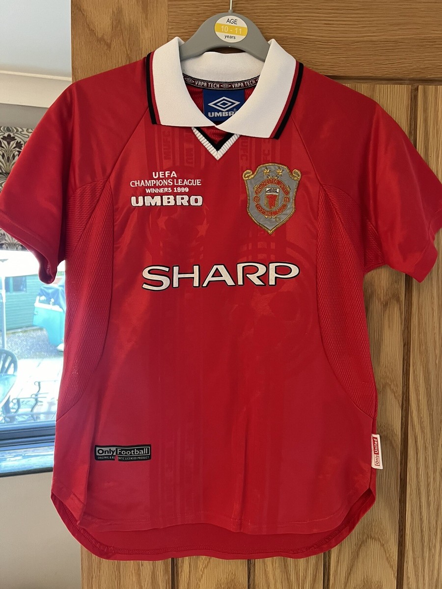 Manchester United champions league shirt 1999 Medium Boys | eBay UK