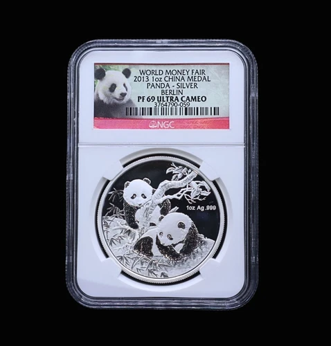 2013 China 1 oz. Silver Panda Medal World Money Fair PF 69 Ultra Cameo NGC