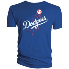 LA Dodgers Ball Logo T-Shirt Shooting Los Angeles Baseball Wordmark BLD06