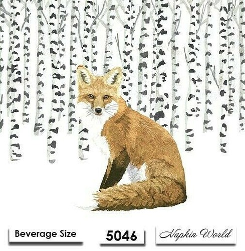(5046) DOS servilletas individuales de papel para bebidas/cócteles decoupage FOX SNOW ASPENS - Imagen 1 de 3