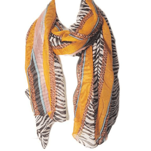 ORANGE-BLACK-WHITE-ANIMAL-PRINT-SCARF-SHAWL-WRAP