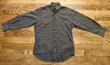 Scott Barber Shirt Mens M Brown Blue Plaid Button Up Long Sleeve Cotton Unisex