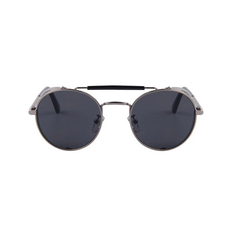 Gafas de sol Steampunk vintage protectoras laterales retro de metal gafas redondas cibernéticas Foto 3 de 4