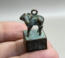 super rara statua antica romana bronzo lepre/mucca sigillo timbro