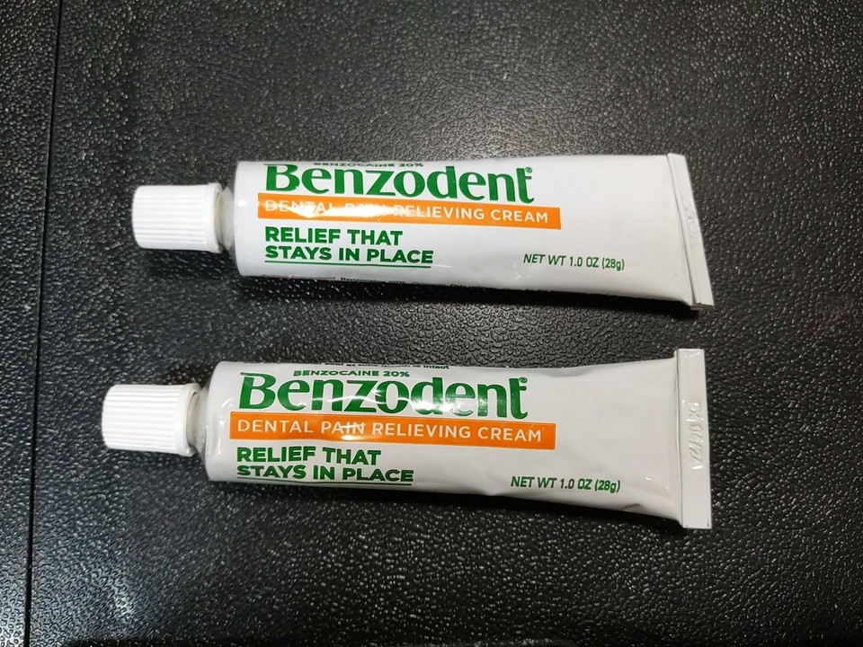 Benzodent 20 Dental Pain Cream 1 oz ( 2 pack ) Exp 04/2024 Sealed No