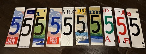 Lot of 10 Cut Up Number 5 Actual Alabama License Plate Craft Pieces