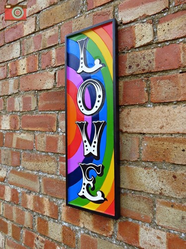 CARVED LETTERS "LOVE" TRADITIONAL RETRO WOODEN SIGN. Hand Made & Painted - Picture 3 of 11