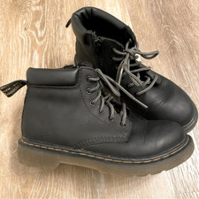 Dr. Marten Padley Leather Lace Up zipper side Black leather combat boots girls 1