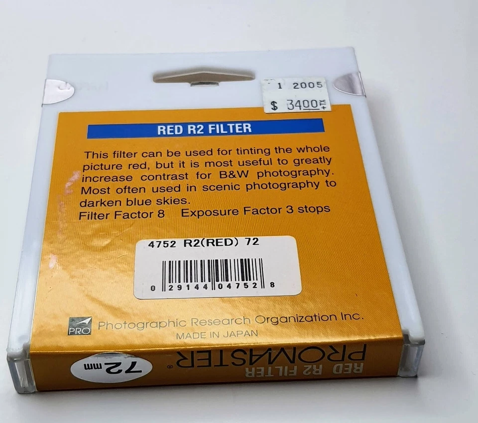 Pro 72mm Red R2 #25A Glass Lens Filter 72 mm 25A 25 A Black & White Film Japan - Image 3 of 4