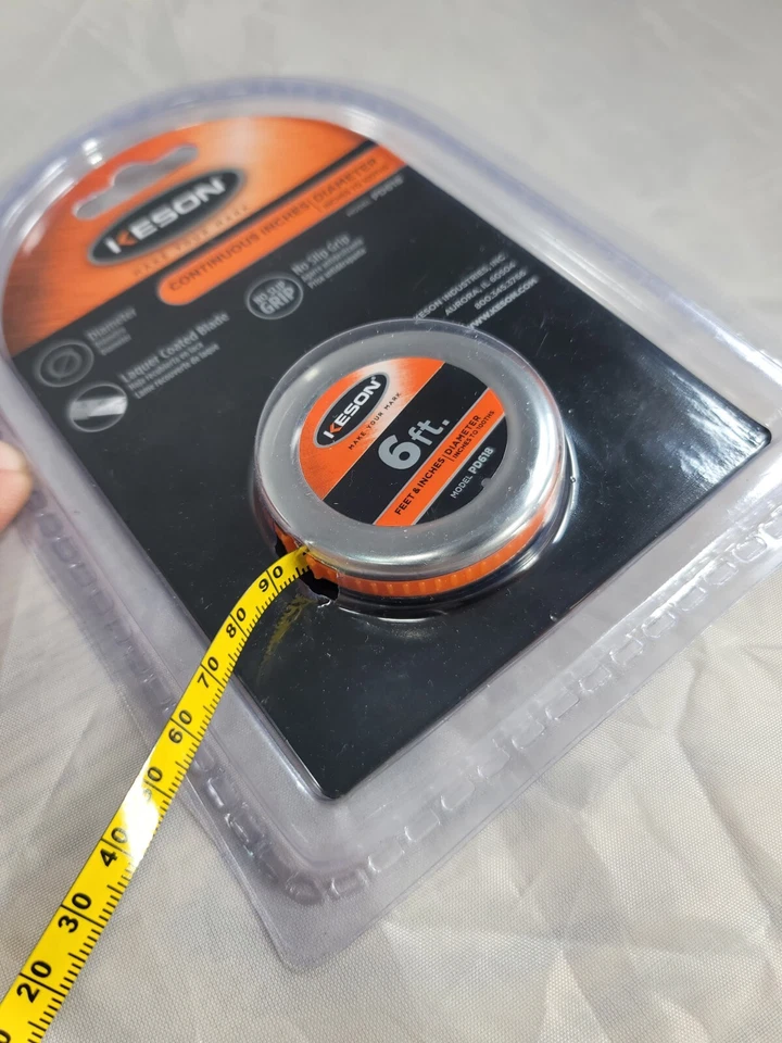 6 Ft Wrap-A-Round Pipe Outside Diameter Measuring OD Tape, 1/4" Wide Blade Keson - Image 2 of 4