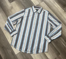 I.N.C. White Blue Gray Burgundy Men's Button Down Shirt Long Sleeve Size Large