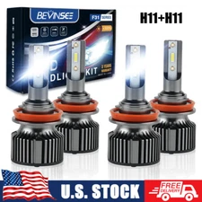 Bevinsee 4x H9 H11 LED Headlights Conversion Kit High Low Beam 6000K Combo Bulbs