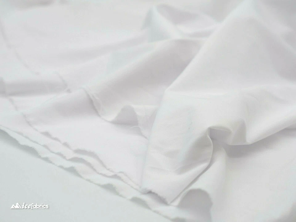 COTTON Spandex Fabric By The Yard (White) 2 Way Stretch Fabric Soft Cotton  - Image 4 of 4