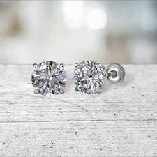 2 ct. Sparkling Lab-Created Diamond Screw Back Stud Earrings - 14k White Gold