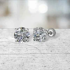 2 ct. Sparkling Lab-Created Diamond  Screw Back Stud Earrings - 14k White Gold
