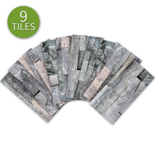 9pcs Light Grey Mosaic Bricks Self-adhesive Bath Kitchen Wall Tile Stair Sticker - Picture 11 of 12