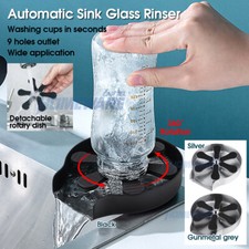 Automatic Glass Rinser Bar Kitchen Sink Coffee Cup Washer Bottle Cleaner Pitcher