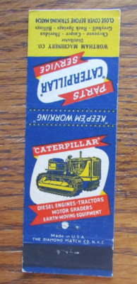 CATERPILLAR TRACTOR MATCHBOOK COVER: CHEYENNE CASPER SHERIDAN GREYBULL BILLINGS