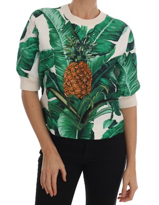 DOLCE & GABBANA Sweater Pineapple Banana Sequins Crewneck IT40 / US6/S RRP $3000