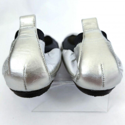 靴 CHANEL Coco Mark Ballerina SILVER BLACK CHANEL Ballet Design Shoes in Silver & Black, with COCO Mark
