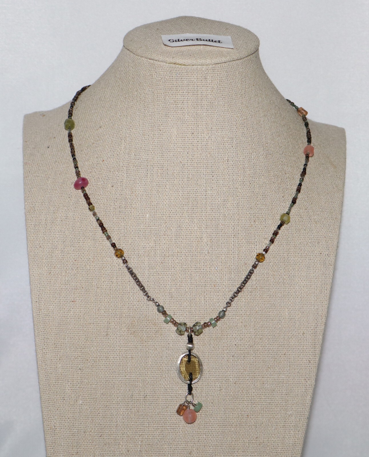 Silpada Sterling Silver Dainty Chalcedony, Glass and Aventurine Necklace N2008