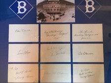 Framed BROOKLYN DODGERS Autographed Index Cards JSA LOA NINE CARDS