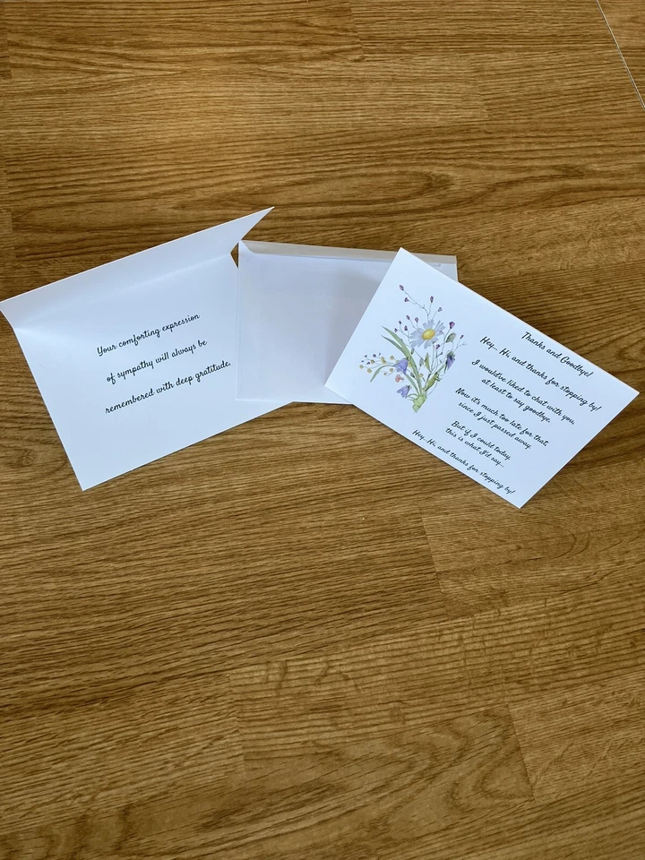 TARJETAS DE AGRADECIMIENTO DE RECONOCIMIENTO FUNERARIO SIMPATÍA 10 tarjetas y sobres Foto 2 de 2