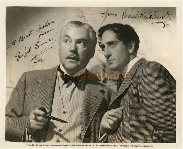 Basil Rathbone & Nigel Bruce Pre printed autographed 8 X10 photo Sherlock Holmes