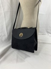 Vintage Nina Ricci Paris Black Signature Brief Crossbody Messenger Bag