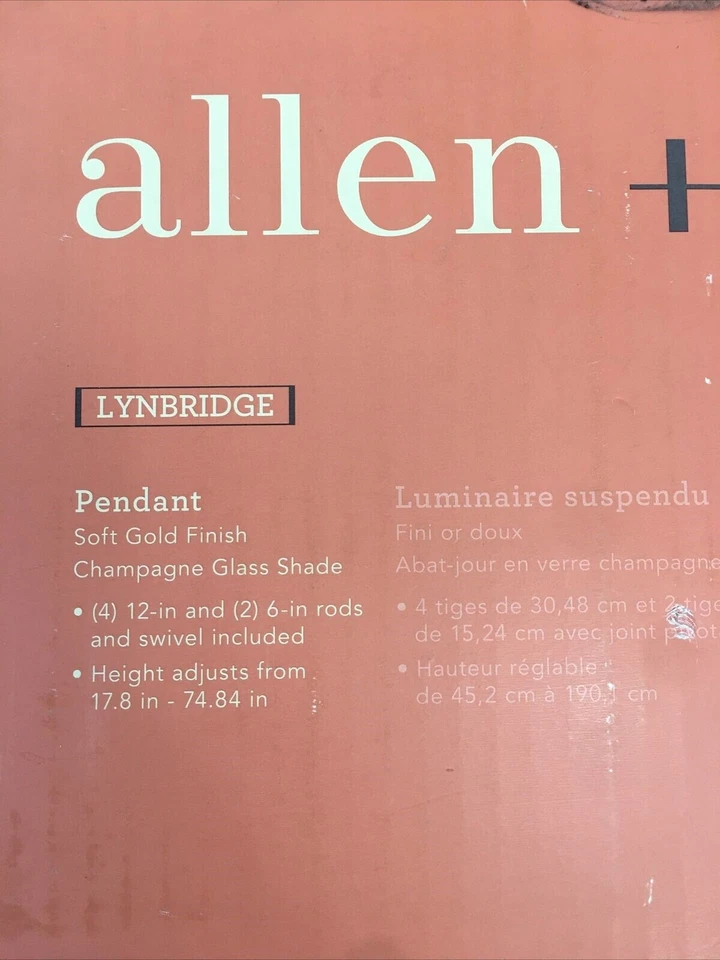 Allen+Roth Lynbridge Soft Gold Lynbridge Pendant Champagne Glass Shade 0858409 - Image 3 of 3