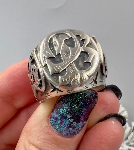 Exclusive - handmade !!! Ukraine Vtg Sterling SILVER 925 Ring MENS 11.5 - Picture 13 of 20