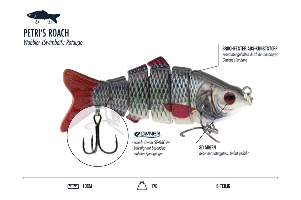 Hecht Wobbler Hardbait Kunstköder | 2er Set | 10cm 17g Barsch + Rotauge | Owner - Bild 4 von 4