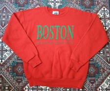 Vintage 90s Boston Massachusetts Crewneck Sweatshirt Size Large Red Heavyweight