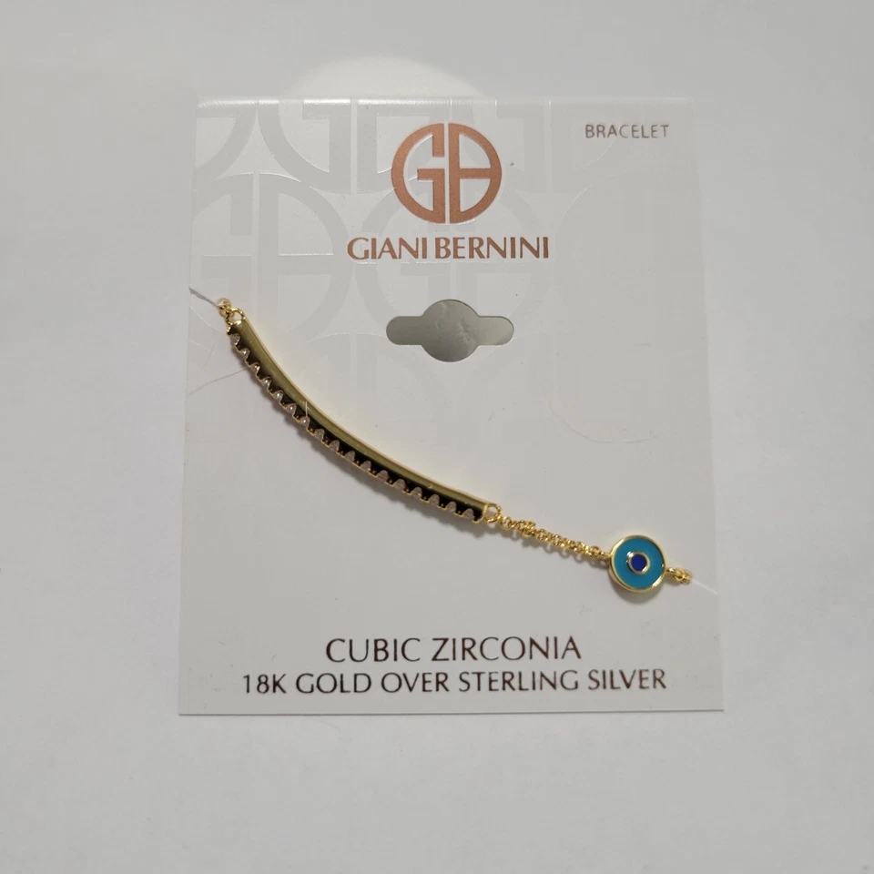 Pulsera Giani Bernini Circonita Cúbica Lineal Mal de Ojo Chapada en Oro 18k Plata NUEVO Foto 2 de 4